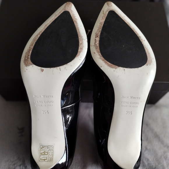 Elegant Ron White Black Patent Leather Heels Size 9 - Picture 7 of 7